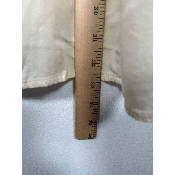 Catherines 3X Blouse Rayon Top Boho Button Down Relaxed Long Sleeve V-Neck Cream - Picture 9 of 12